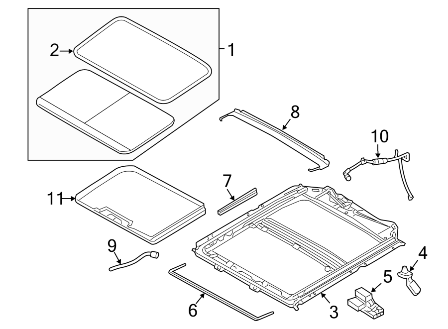 Diagram SUNROOF. for your 2002 Ford Taurus   