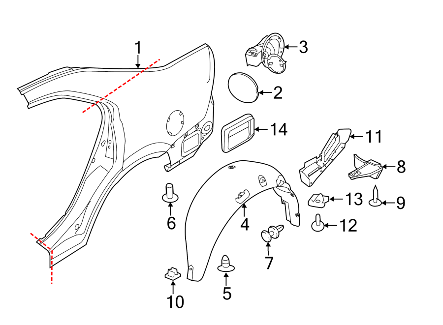 Diagram QUARTER PANEL & COMPONENTS. for your Lincoln MKZ  