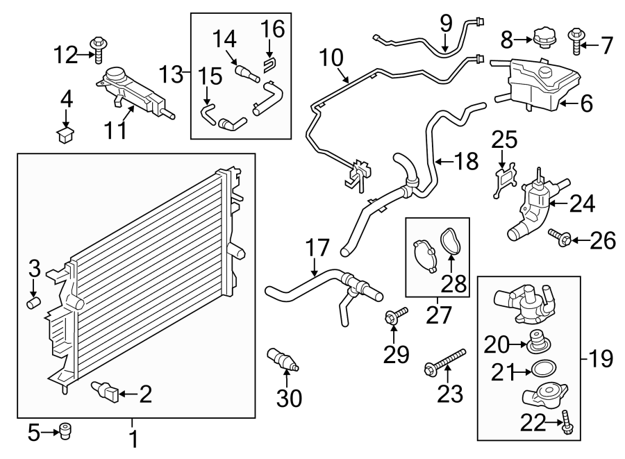 Diagram RADIATOR & COMPONENTS. for your Lincoln MKZ  