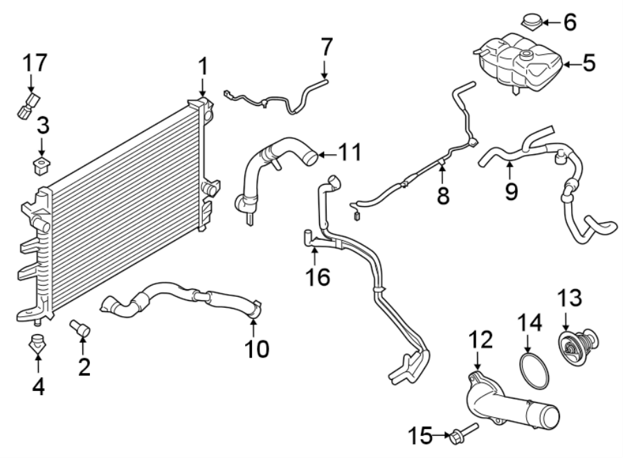 Diagram RADIATOR & COMPONENTS. for your 2017 Lincoln MKZ Select Sedan 3.0L EcoBoost V6 A/T FWD 