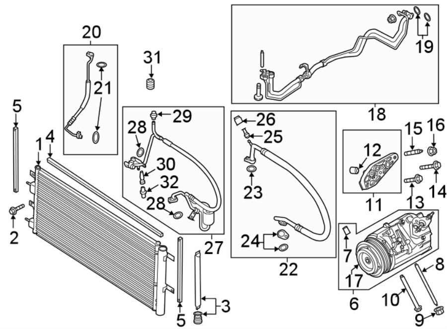 Diagram AIR CONDITIONER & HEATER. COMPRESSOR & LINES. CONDENSER. for your 2017 Lincoln MKZ Reserve Sedan 2.0L EcoBoost A/T FWD 