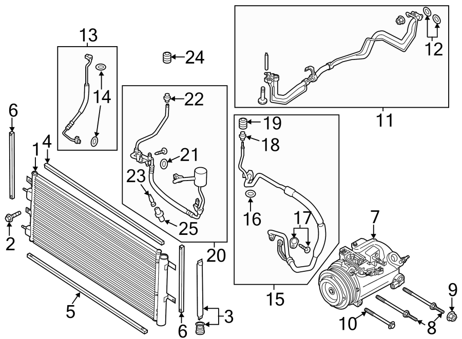 Diagram AIR CONDITIONER & HEATER. COMPRESSOR & LINES. CONDENSER. for your 2009 Lincoln MKZ   