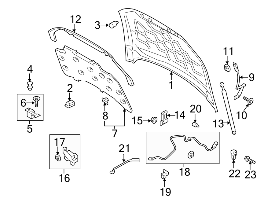 Diagram HOOD & COMPONENTS. for your 2018 Lincoln MKZ Black Label Sedan  