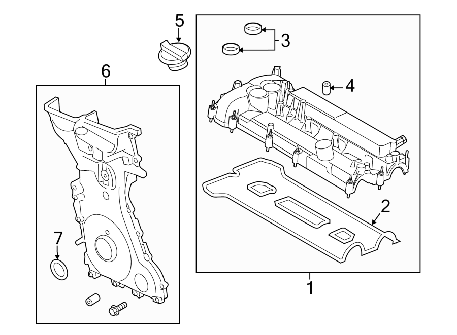 Diagram ENGINE / TRANSAXLE. VALVE & TIMING COVERS. for your 2016 Lincoln MKZ   