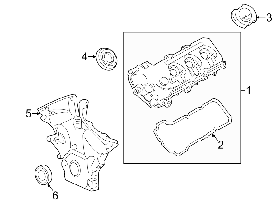 Diagram ENGINE / TRANSAXLE. VALVE & TIMING COVERS. for your 2014 Lincoln MKZ Base Sedan  