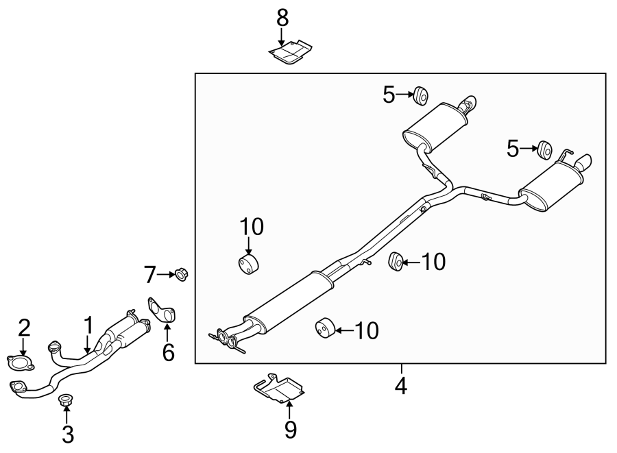 Diagram EXHAUST SYSTEM. EXHAUST COMPONENTS. for your 2015 Lincoln MKZ Black Label Sedan 3.7L Duratec V6 A/T AWD 