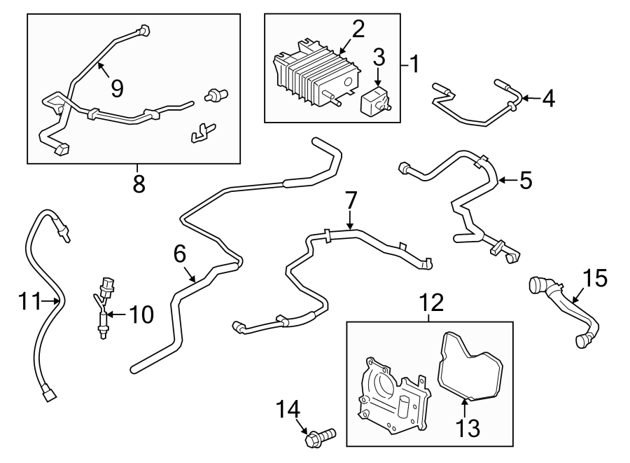 Diagram EMISSION SYSTEM. EMISSION COMPONENTS. for your 2014 Lincoln MKZ Base Sedan  