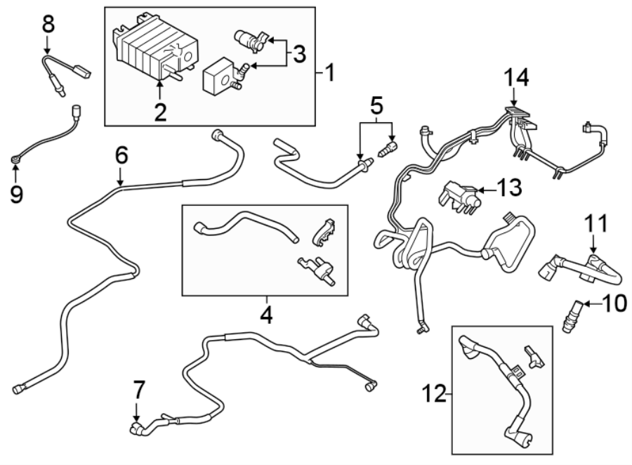 Diagram EMISSION SYSTEM. EMISSION COMPONENTS. for your 2014 Lincoln MKZ   