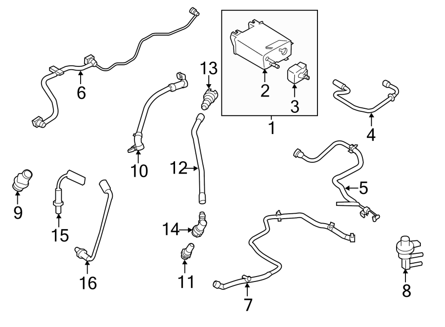 Diagram EMISSION SYSTEM. EMISSION COMPONENTS. for your 2009 Ford Fusion   