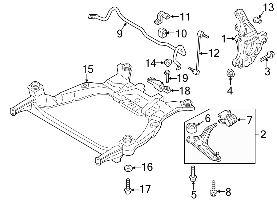 Diagram FRONT SUSPENSION. SUSPENSION COMPONENTS. for your 2017 Lincoln MKZ Reserve Hybrid Sedan  