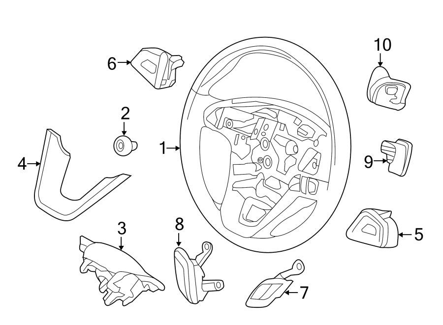 Diagram STEERING WHEEL & TRIM. for your 2015 Lincoln MKZ Hybrid Sedan  