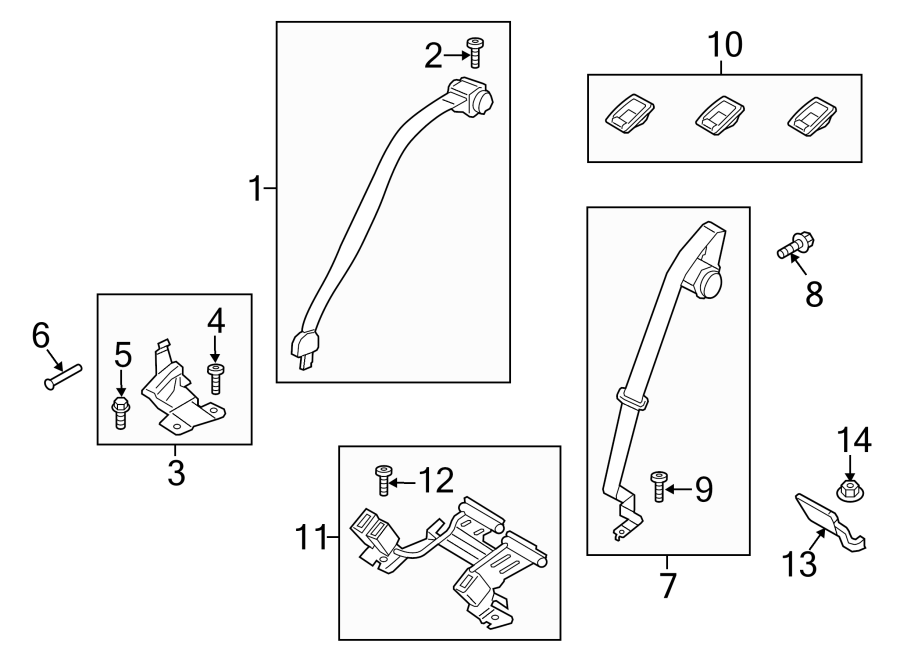 Diagram RESTRAINT SYSTEMS. REAR SEAT BELTS. for your 1994 Ford F-150   