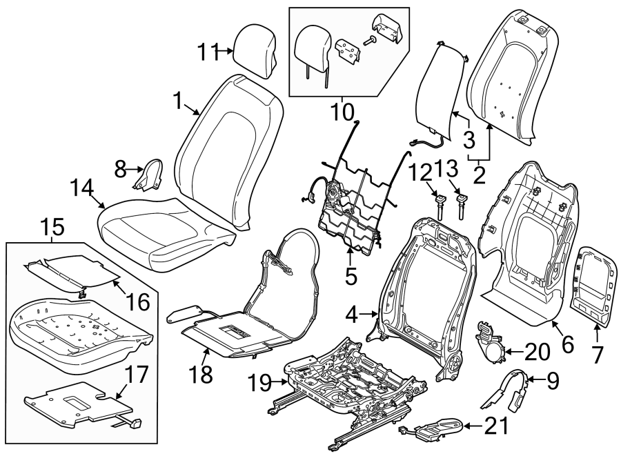 Diagram SEATS & TRACKS. FRONT SEAT COMPONENTS. for your 2007 Ford Expedition   