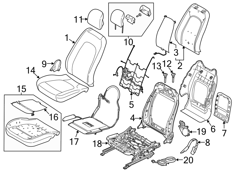 Diagram SEATS & TRACKS. FRONT SEAT COMPONENTS. for your 2007 Ford Expedition   