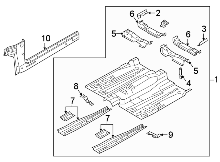 Diagram PILLARS. ROCKER & FLOOR. FRONT FLOOR. for your 2016 Ford Focus   