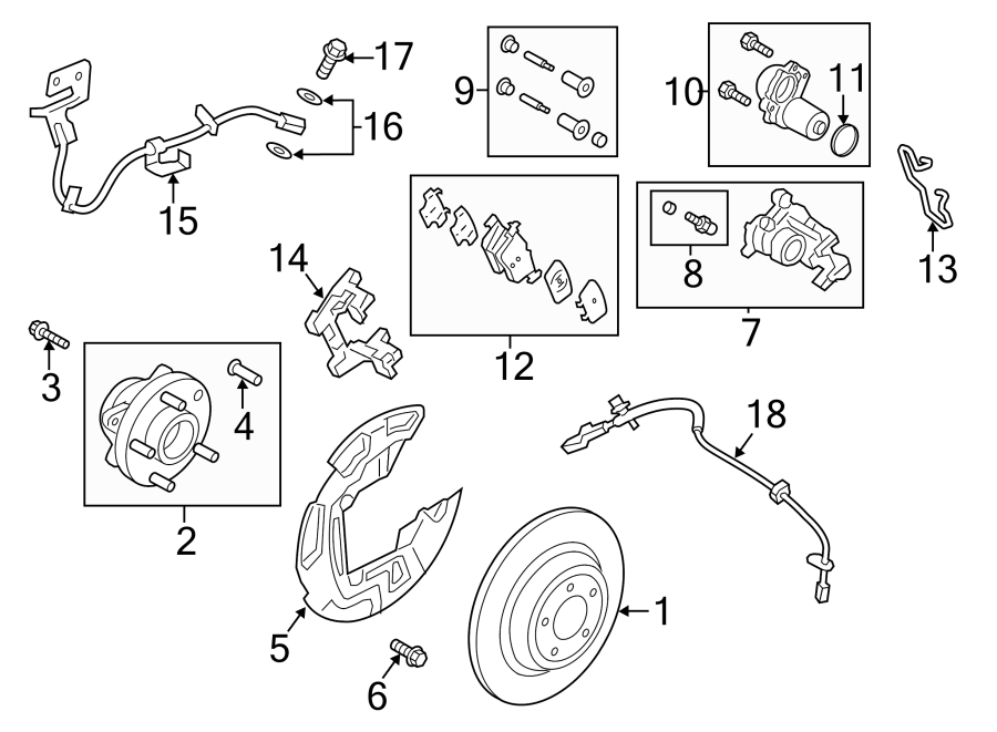 Diagram REAR SUSPENSION. BRAKE COMPONENTS. for your 2018 Lincoln MKZ Premiere Sedan 2.0L EcoBoost A/T FWD 