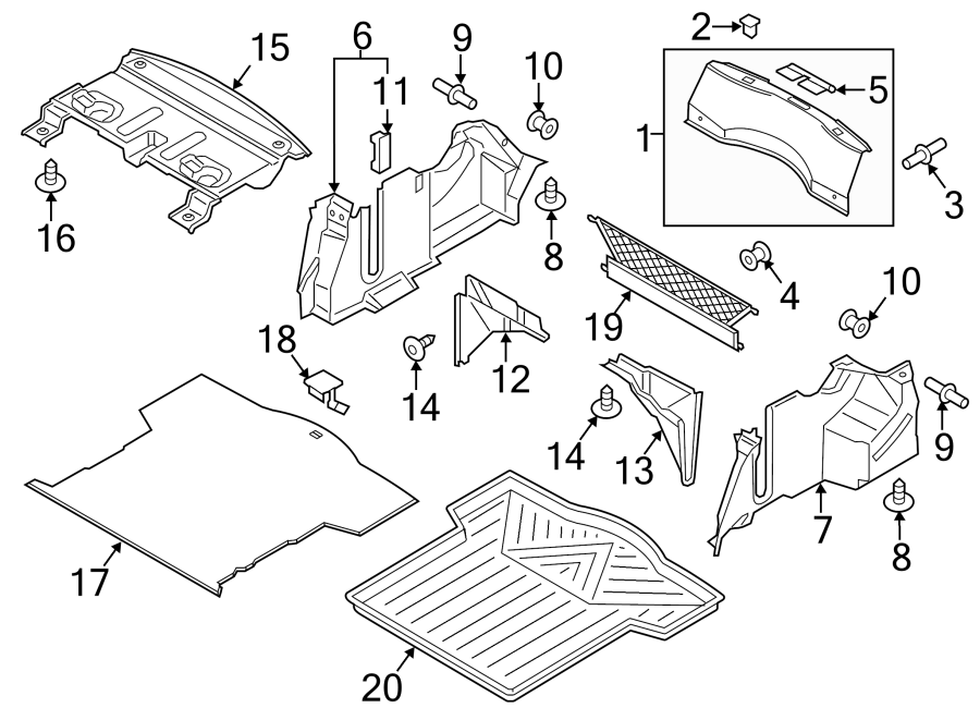 Diagram REAR BODY & FLOOR. INTERIOR TRIM. for your 2019 Lincoln MKZ Reserve I Sedan  