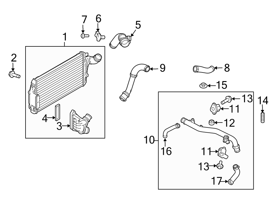 Diagram INTERCOOLER. for your 2017 Lincoln MKX 2.7L EcoBoost V6 A/T AWD Premiere Sport Utility 