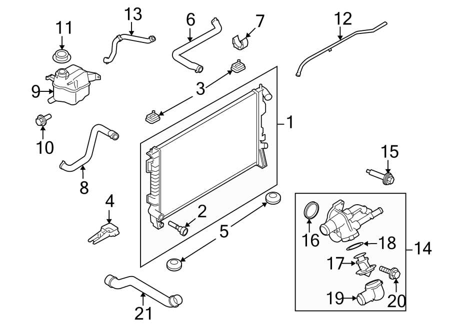 Diagram RADIATOR & COMPONENTS. for your 2013 Ford F-150  SVT Raptor Extended Cab Pickup Fleetside 