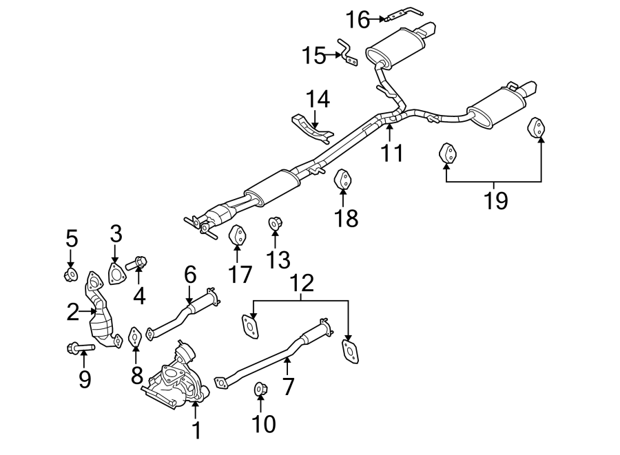 Diagram EXHAUST SYSTEM. EXHAUST COMPONENTS. for your 2014 Lincoln MKZ Base Sedan  