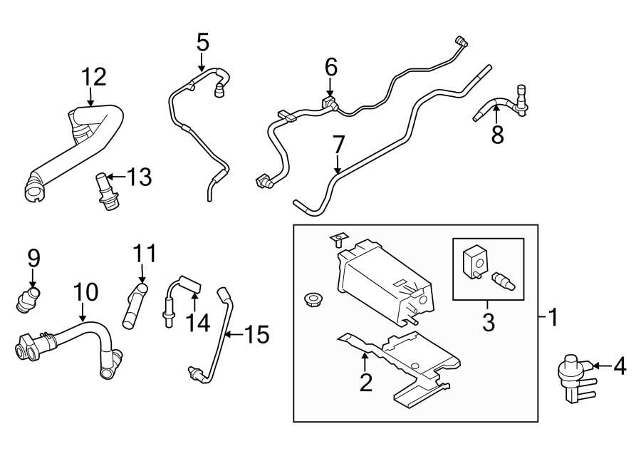 Diagram EMISSION SYSTEM. EMISSION COMPONENTS. for your 2014 Lincoln MKZ Base Sedan  