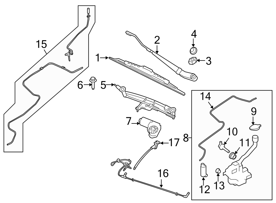 WINDSHIELD. WIPER & WASHER COMPONENTS. Diagram