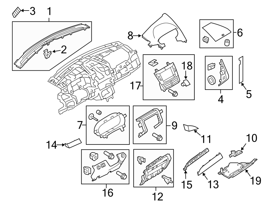 Diagram INSTRUMENT PANEL COMPONENTS. for your Lincoln MKT  