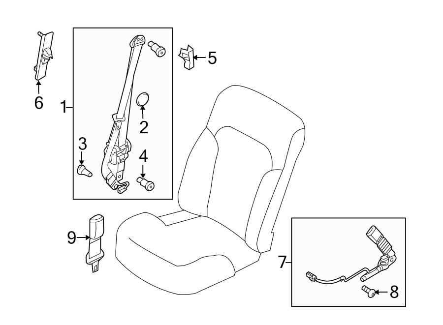 Diagram RESTRAINT SYSTEMS. FRONT SEAT BELTS. for your 2012 Ford Fusion   