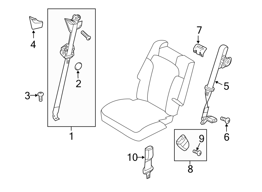 Diagram RESTRAINT SYSTEMS. REAR SEAT BELTS. for your 2002 Ford Expedition   