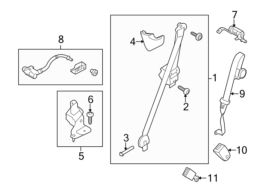 Diagram RESTRAINT SYSTEMS. REAR SEAT BELTS. for your 2021 Ford Explorer   