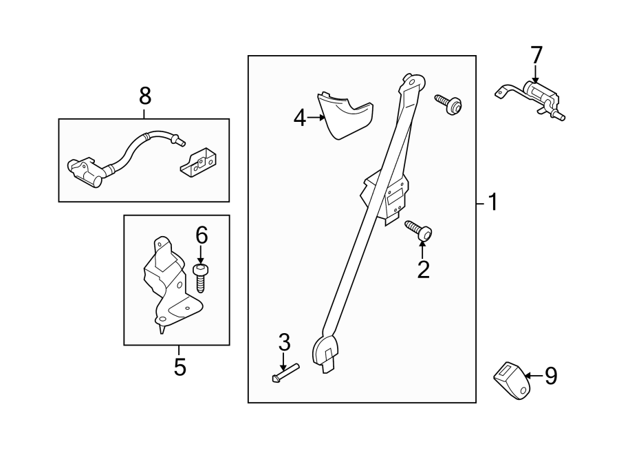 Diagram RESTRAINT SYSTEMS. REAR SEAT BELTS. for your 1995 Ford Explorer   