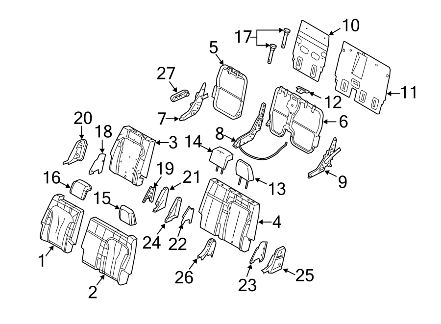 Diagram SEATS & TRACKS. SECOND ROW SEATS. for your Lincoln MKZ  