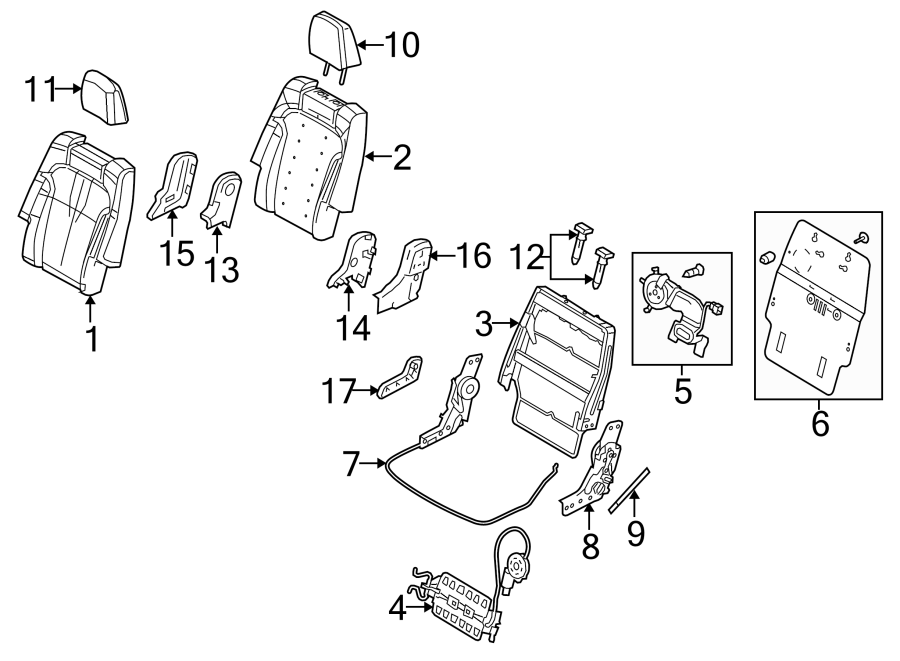 Diagram SEATS & TRACKS. SECOND ROW SEATS. for your Lincoln MKZ  