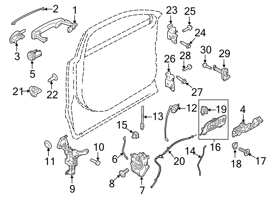 Diagram FRONT DOOR. LOCK & HARDWARE. for your 2010 Ford F-150 4.6L Triton V8 A/T RWD XL Extended Cab Pickup Fleetside 