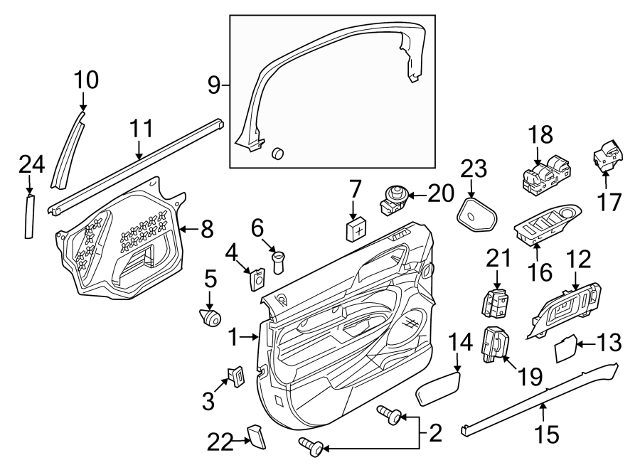 Diagram FRONT DOOR. INTERIOR TRIM. for your Lincoln MKT  