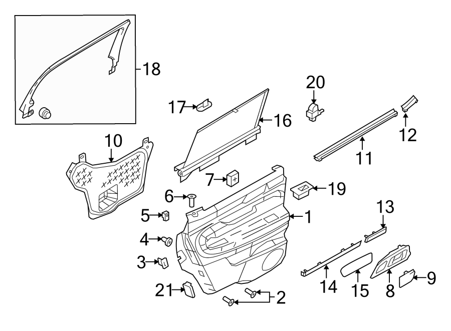 Diagram REAR DOOR. INTERIOR TRIM. for your Ford Bronco  