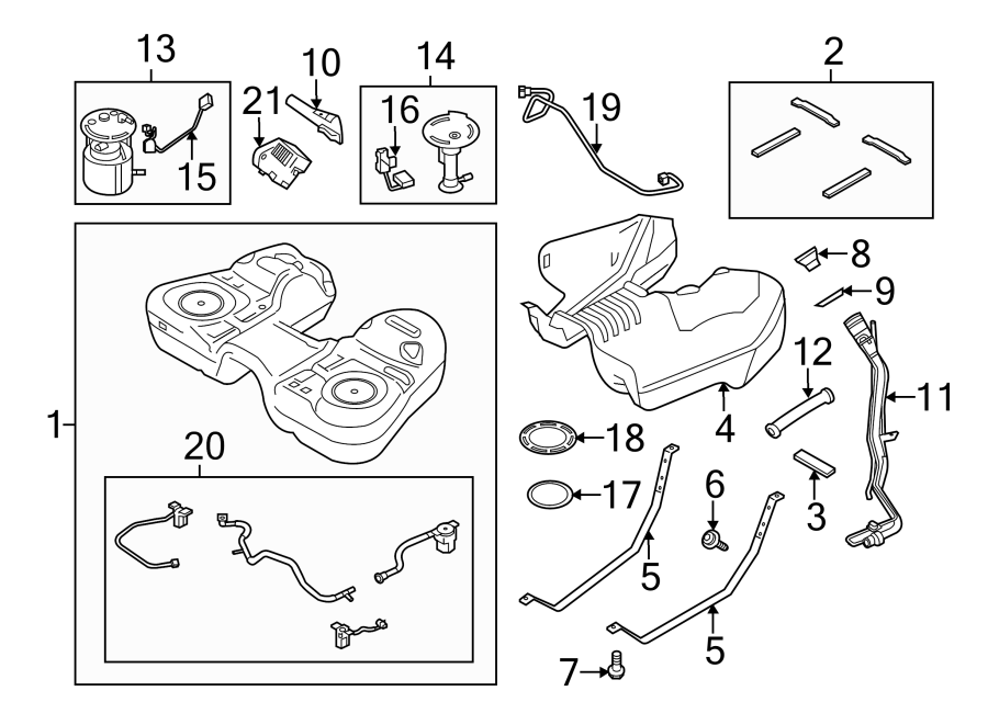 Diagram FUEL SYSTEM COMPONENTS. for your 2019 Lincoln MKZ Hybrid Sedan  