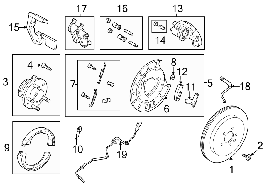 Diagram REAR SUSPENSION. BRAKE COMPONENTS. for your 2015 Lincoln MKZ Black Label Sedan  