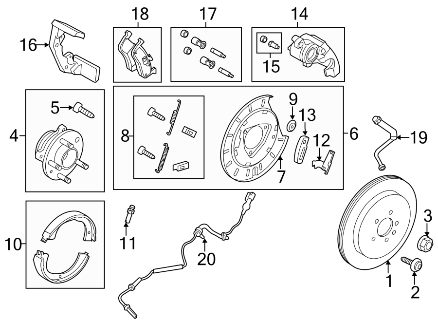 Diagram REAR SUSPENSION. BRAKE COMPONENTS. for your 2014 Ford F-150 3.5L EcoBoost V6 A/T 4WD Lariat Crew Cab Pickup Fleetside 