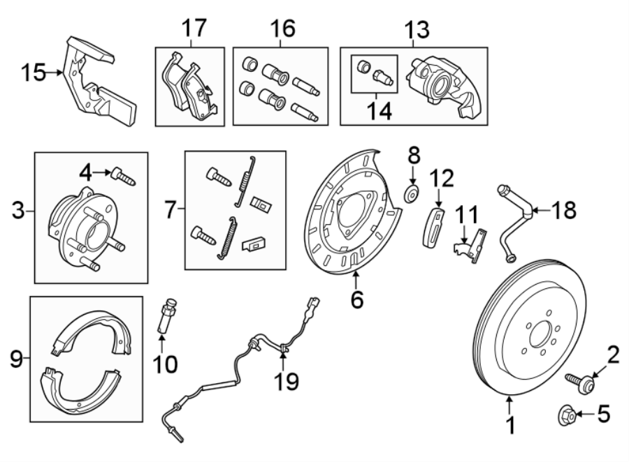 Diagram REAR SUSPENSION. BRAKE COMPONENTS. for your 2014 Ford F-150   