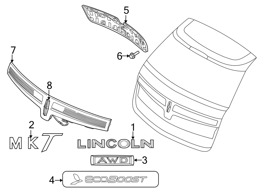 Diagram Lift gate. Exterior trim. for your 2016 Ford F-150 2.7L EcoBoost V6 A/T 4WD XL Standard Cab Pickup Fleetside 