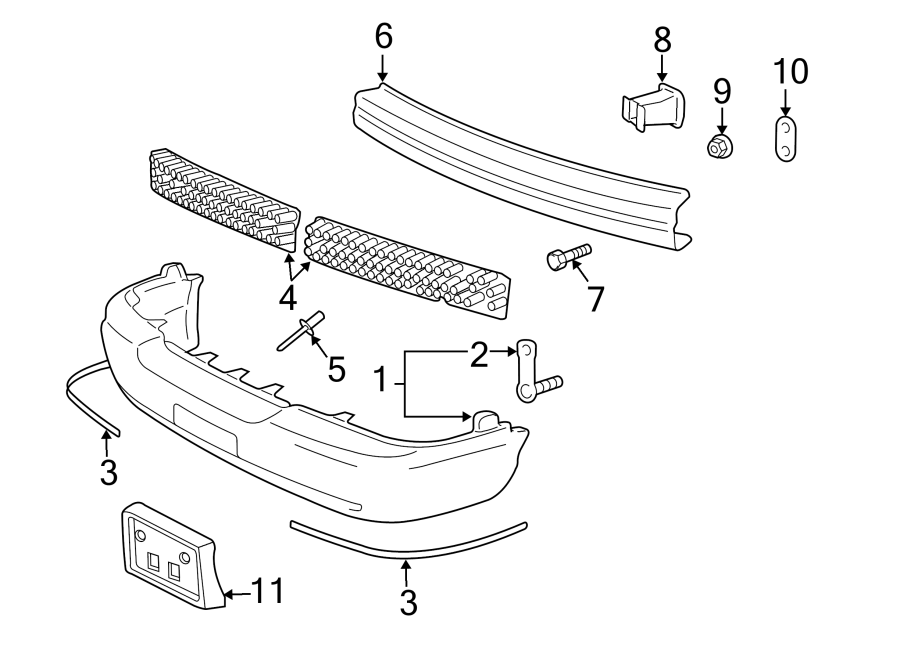 Diagram FRONT BUMPER. BUMPER & COMPONENTS. for your 2001 Ford F-150  Lariat Standard Cab Pickup Fleetside 