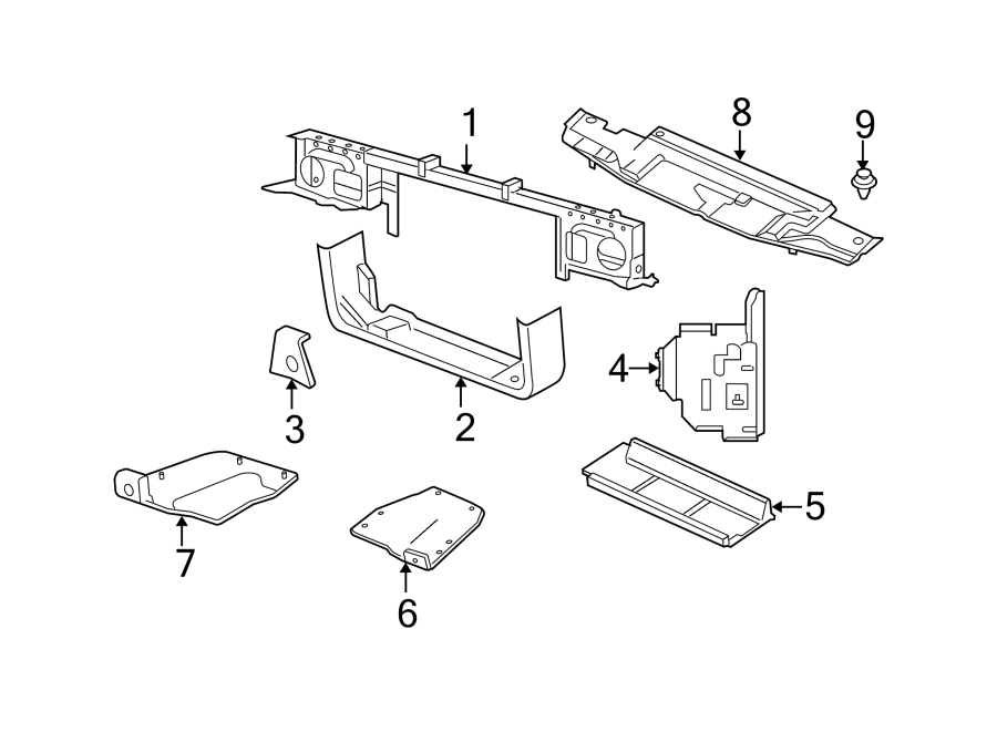 Diagram RADIATOR SUPPORT. for your Lincoln Town Car  