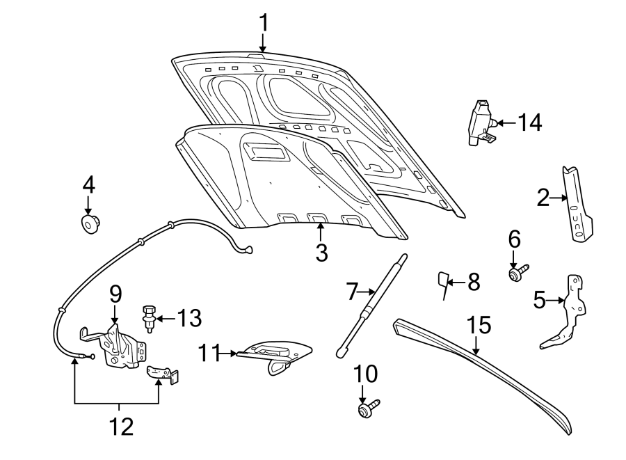 Diagram HOOD & COMPONENTS. for your 2004 Ford F-150  FX4 Extended Cab Pickup Stepside 