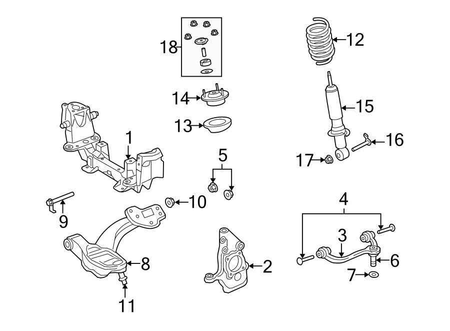 Diagram FRONT SUSPENSION. SUSPENSION COMPONENTS. for your 2018 Ford F-150 2.7L EcoBoost V6 A/T RWD XL Crew Cab Pickup Fleetside 