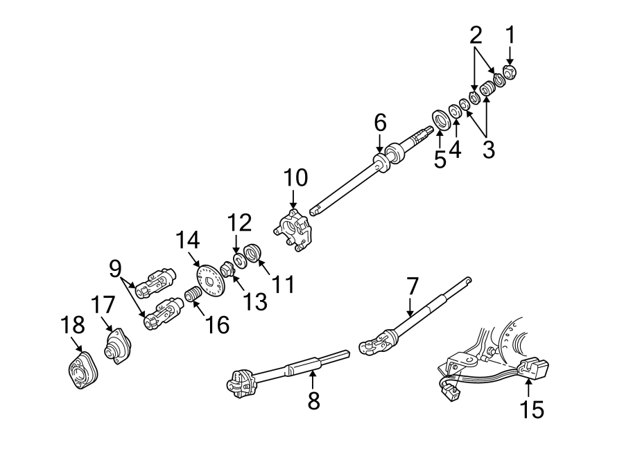 Diagram Steering column. Shaft & internal components. for your 1992 Mercury Grand Marquis   