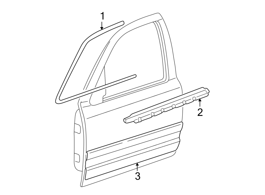 Diagram Front door. Exterior trim. for your 2024 Ford Transit-350 3.5L EcoBoost V6 A/T RWD PTV Extended Cargo Van 