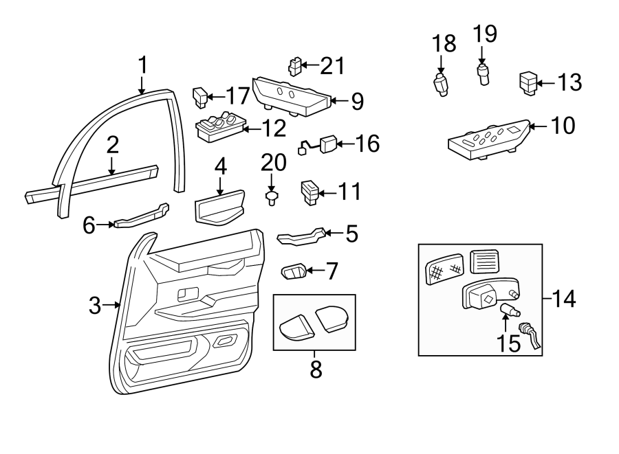 Diagram FRONT DOOR. INTERIOR TRIM. for your 2001 Ford F-150 5.4L Triton V8 CNG M/T RWD XLT Crew Cab Pickup Fleetside 