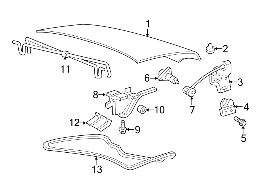 Diagram TRUNK LID. LID & COMPONENTS. for your 2013 Ford F-150 3.7L V6 FLEX A/T 4WD STX Extended Cab Pickup Fleetside 