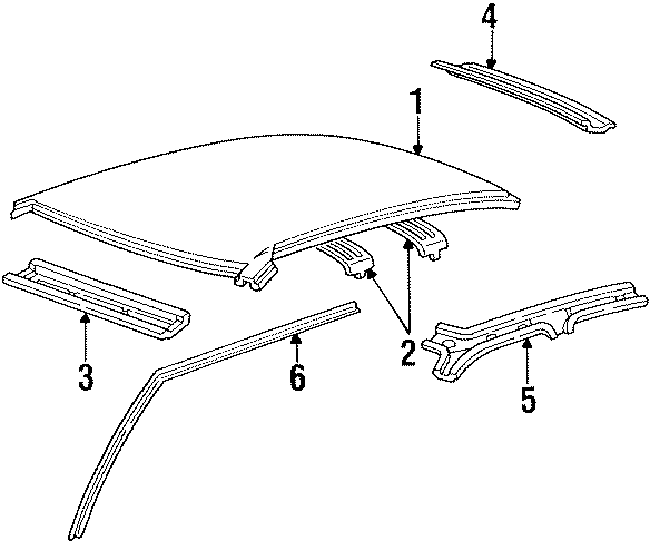 Diagram ROOF & COMPONENTS. for your 1993 Ford Bronco   